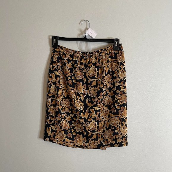 Vintage 90's Gold & Black Mini Skirt, by Coldwater Creek, Size 6 - Picture 1 of 3